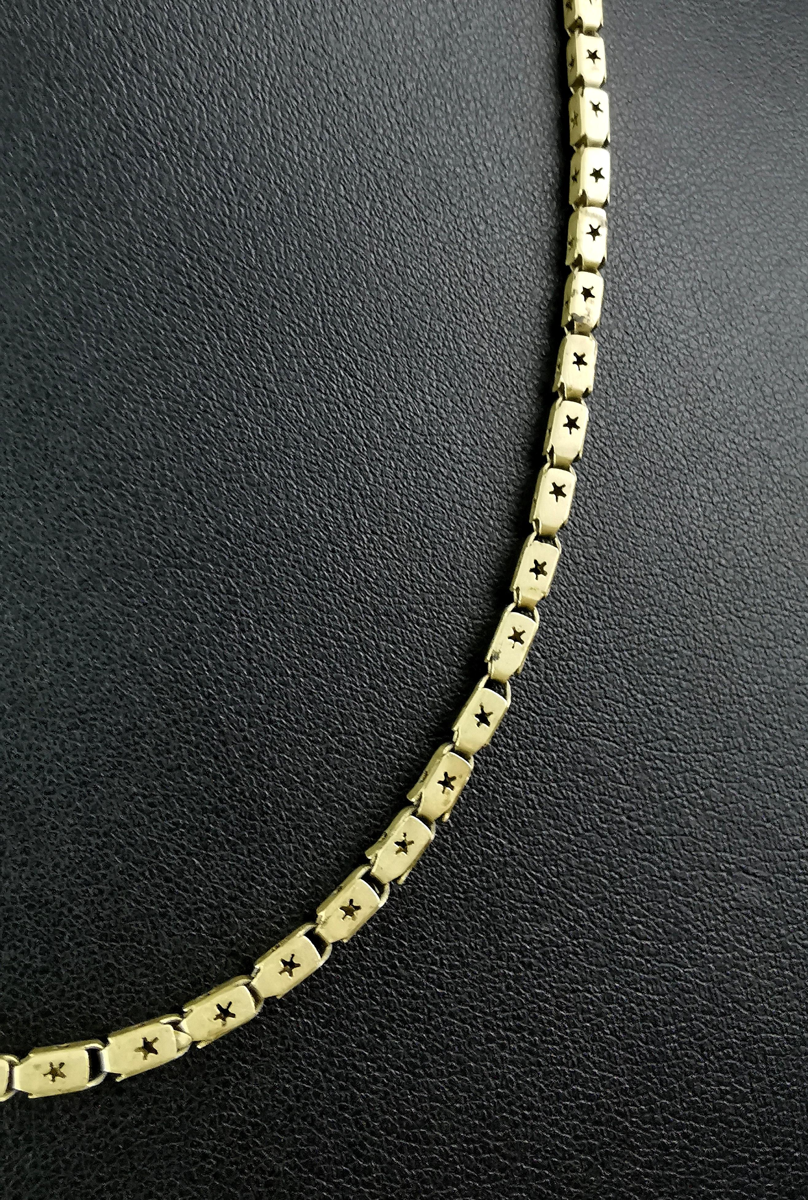 Antique Victorian star link chain necklace, Gilt brass  1