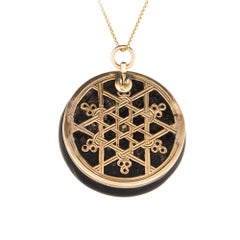 Antique Victorian Star Pendant Onyx Diamond Pearl Vintage 14 Karat Gold Fine