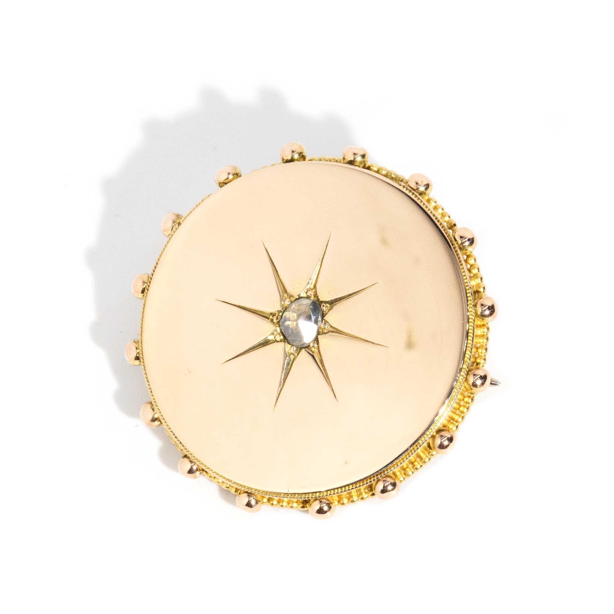 Antike viktorianische Star Set Rose Cut Diamond Brosche & Anhänger 15 Karat Gold (Spätviktorianisch) im Angebot