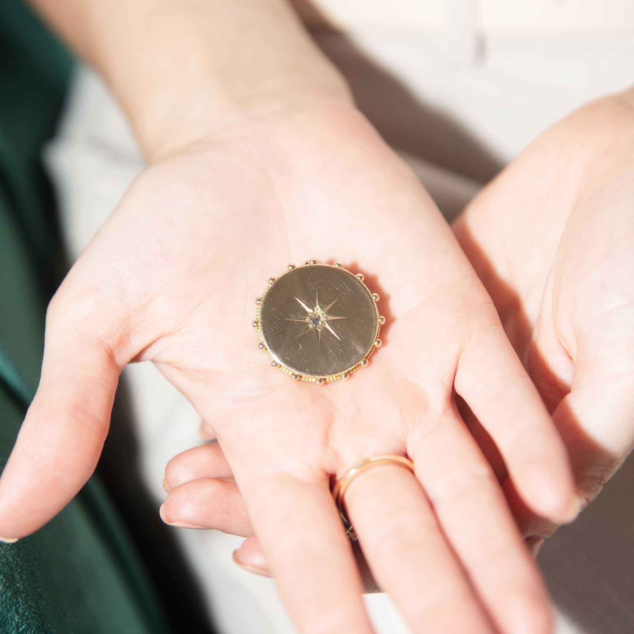 Antique Victorian Star Set Rose Cut Diamond Brooch & Pendant 15 Carat Gold For Sale 4