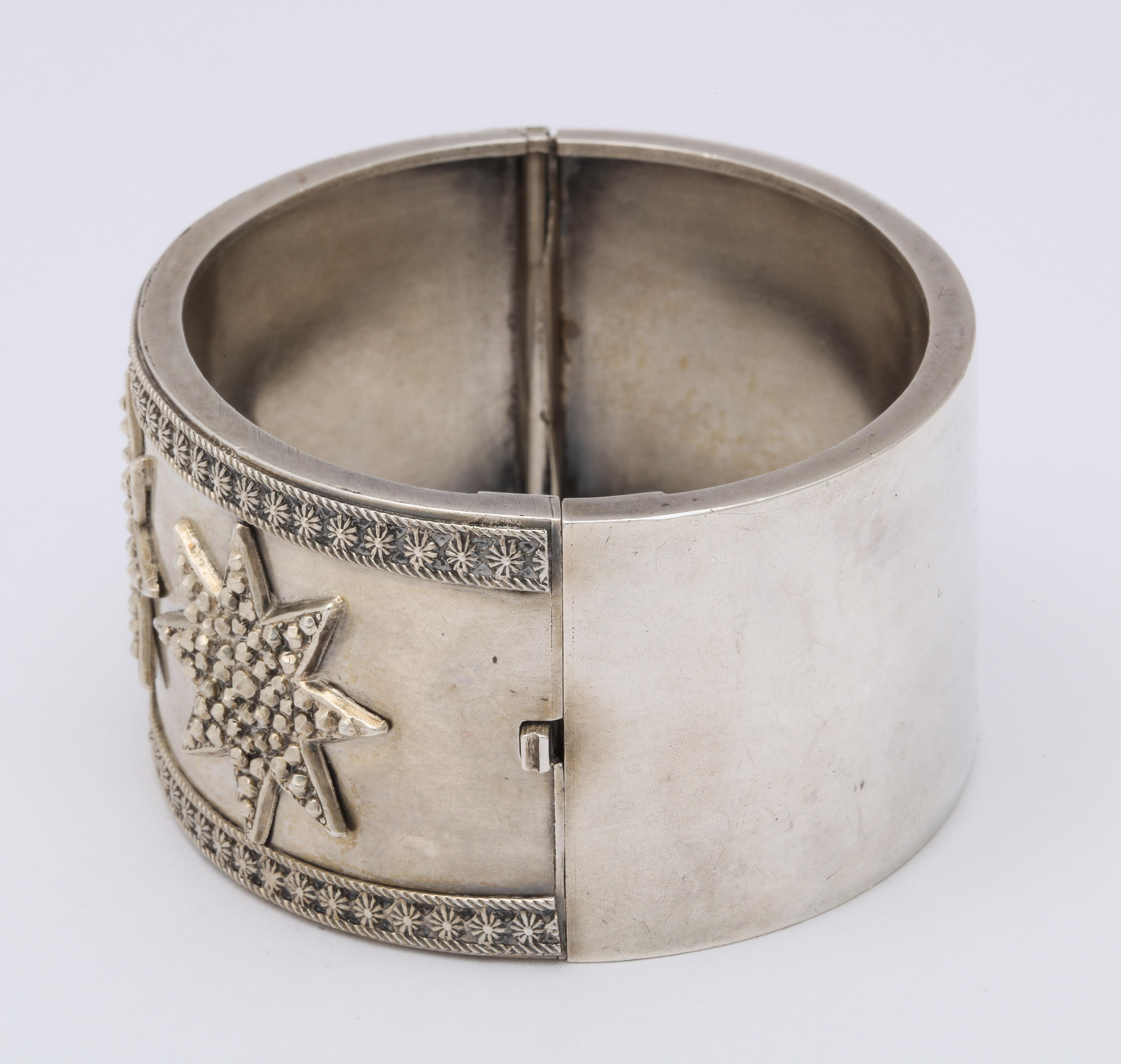 Women's Antique Victorian Star Sterling Silver Cuff Bracelet