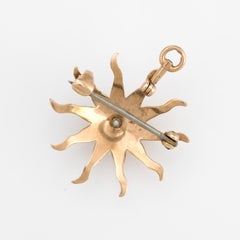 Antique Victorian Starburst Pendant Brooch Vintage 10k Gold Pearl Celestial Sun