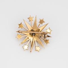 Antique Victorian Starburst Pendant Seed Pearls 15k Gold Chester Hallmarks c1895