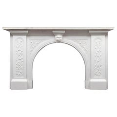 Antique Victorian Statuary Carrara Beautifully Carved Marble Mantel, circa 1880