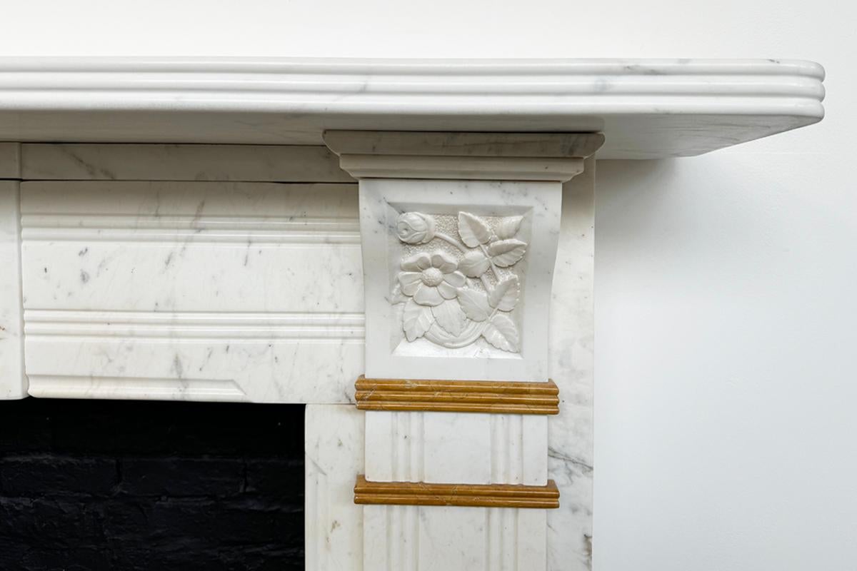 19th Century Antique Victorian Statuary Marble Fireplace Surround For Sale
