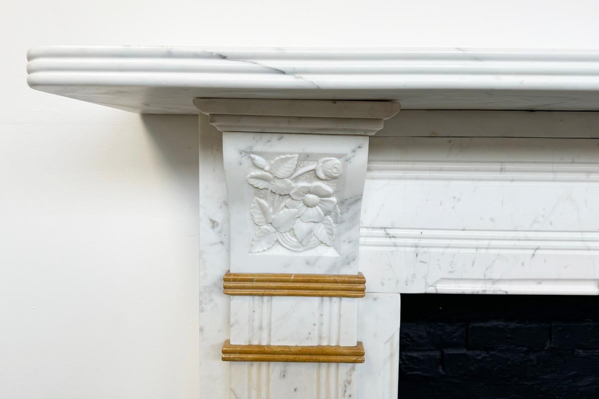 Carrara Marble Antique Victorian Statuary Marble Fireplace Surround For Sale