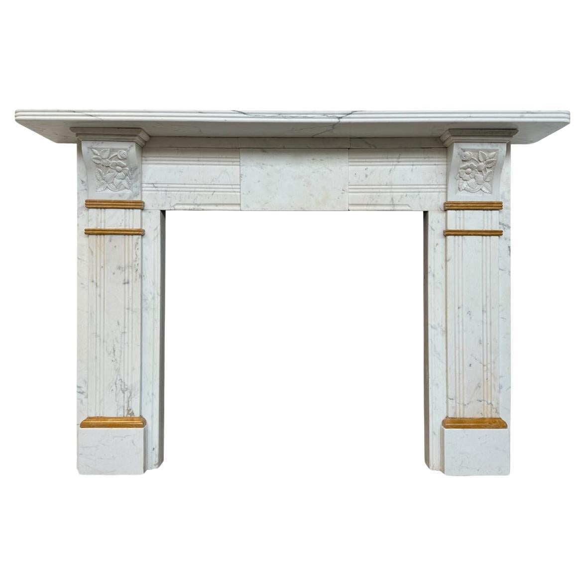 Antique Victorian Statuary Marble Fireplace Surround For Sale