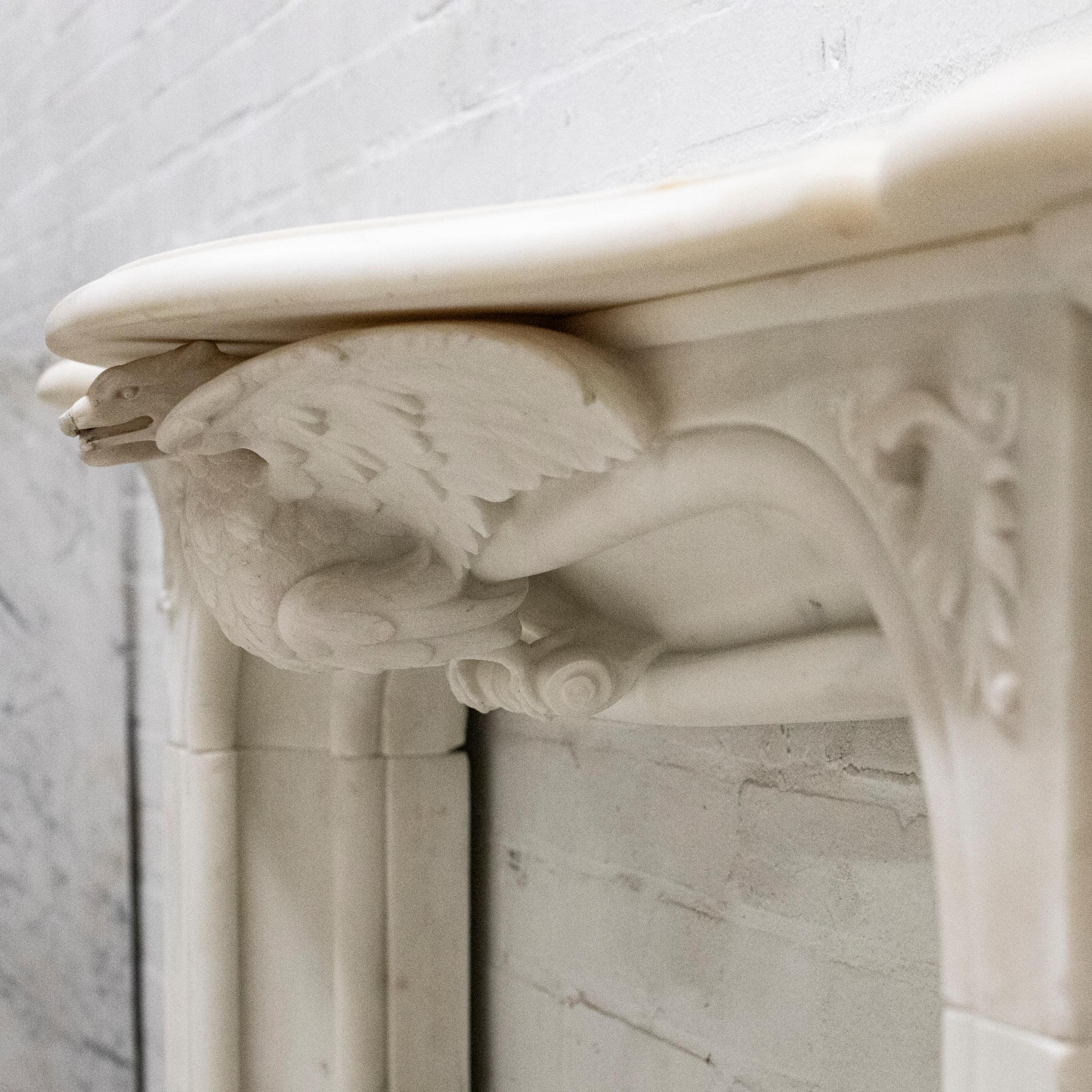 Antique Victorian Statuary Marble Surround with Carved Eagle For Sale 7