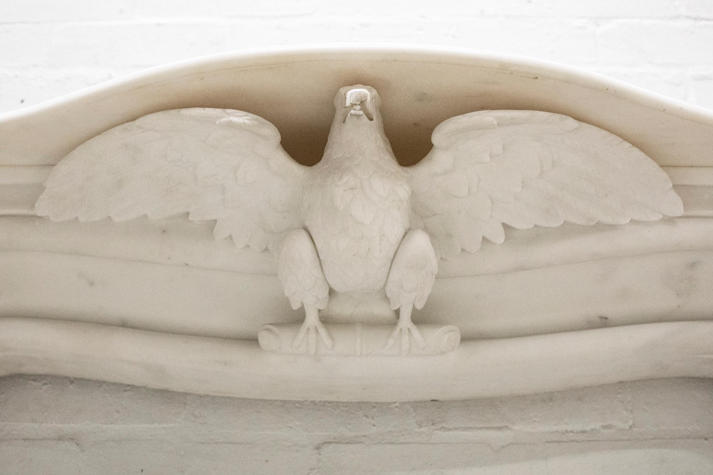 Antique Victorian Statuary Marble Surround with Carved Eagle For Sale 2