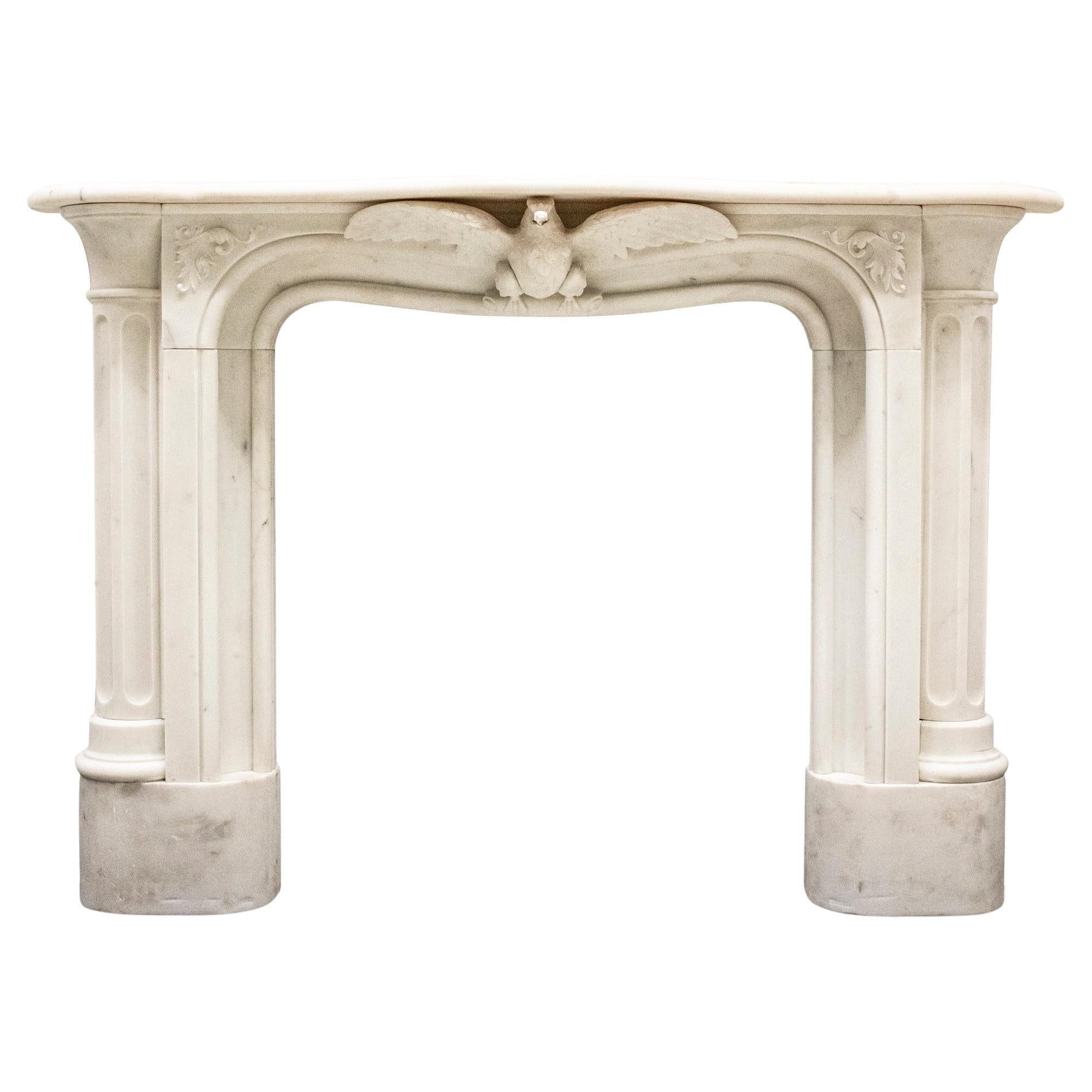 Antique Victorian Statuary Marble Surround with Carved Eagle