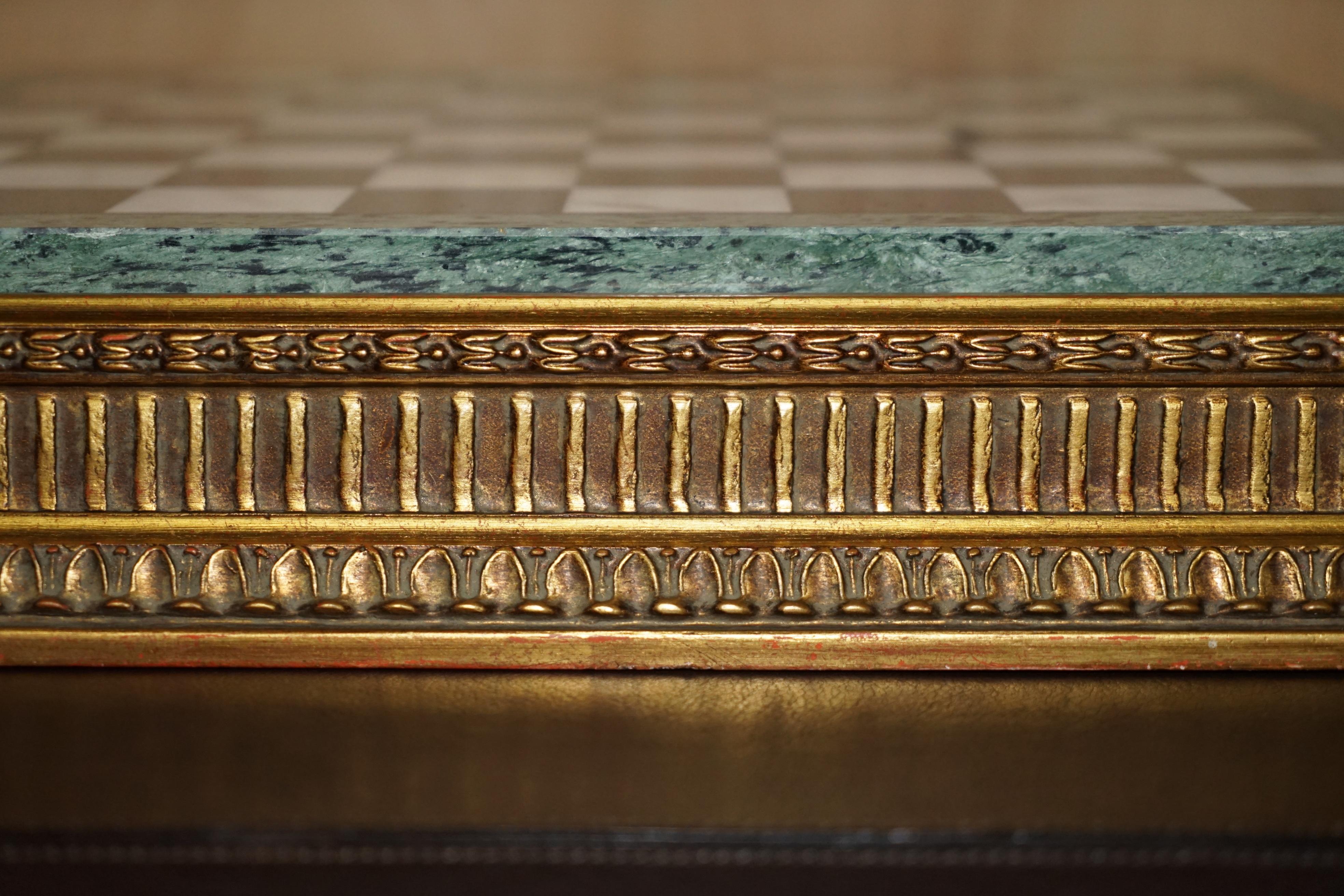 Antique Victorian Staunton Chess Pieces Set + Italian Marble Giltwood Chessboard For Sale 10