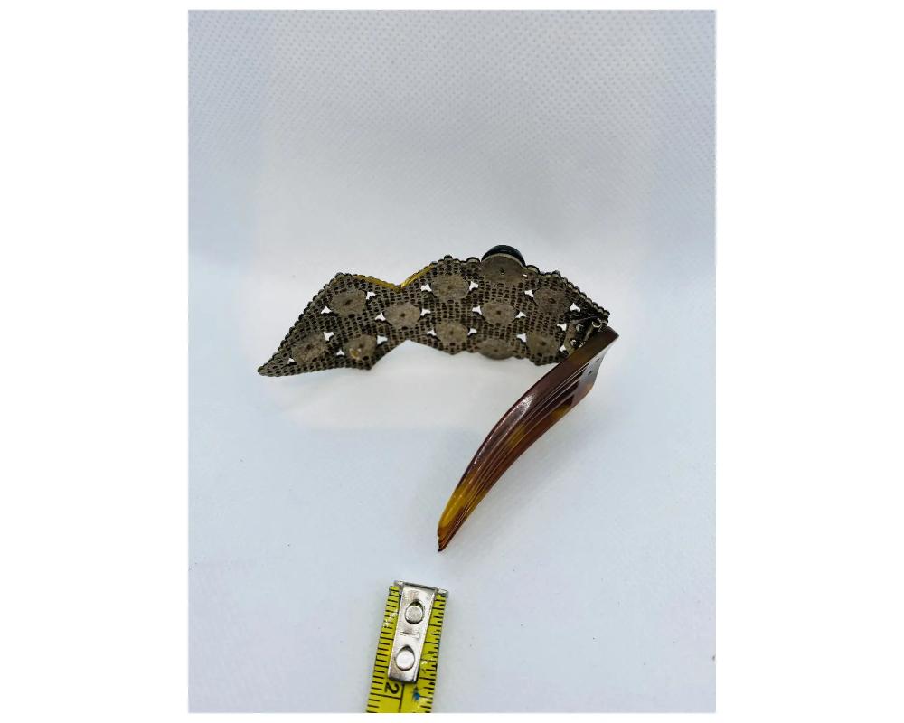 Antique Victorian Steel Cut Jewelry Onyx Hair Pin For Sale 2