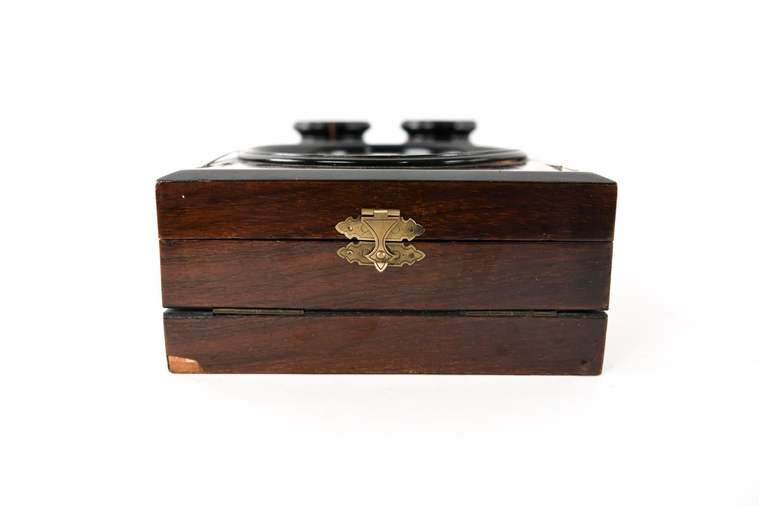 Verre Viewer stéréoscope et carte de visite victorien ancien