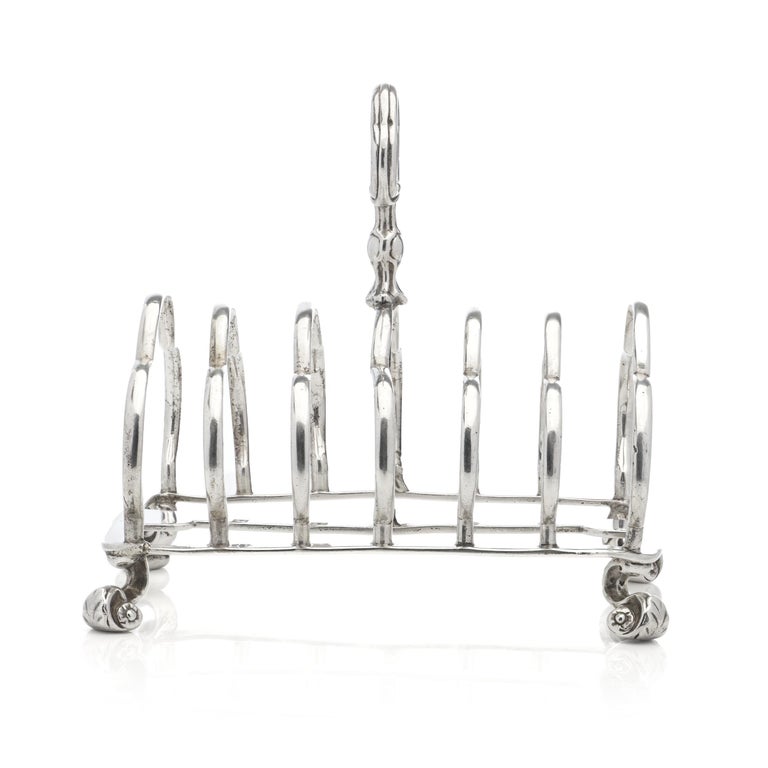 Antique Victorian Sterling 925 Silver 6 Division Toast Rack For Sale at