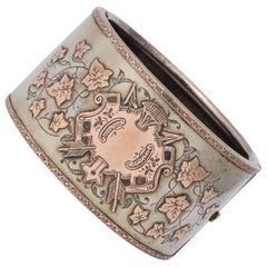 Bracelet manchette en sterling et or de style victorien antique