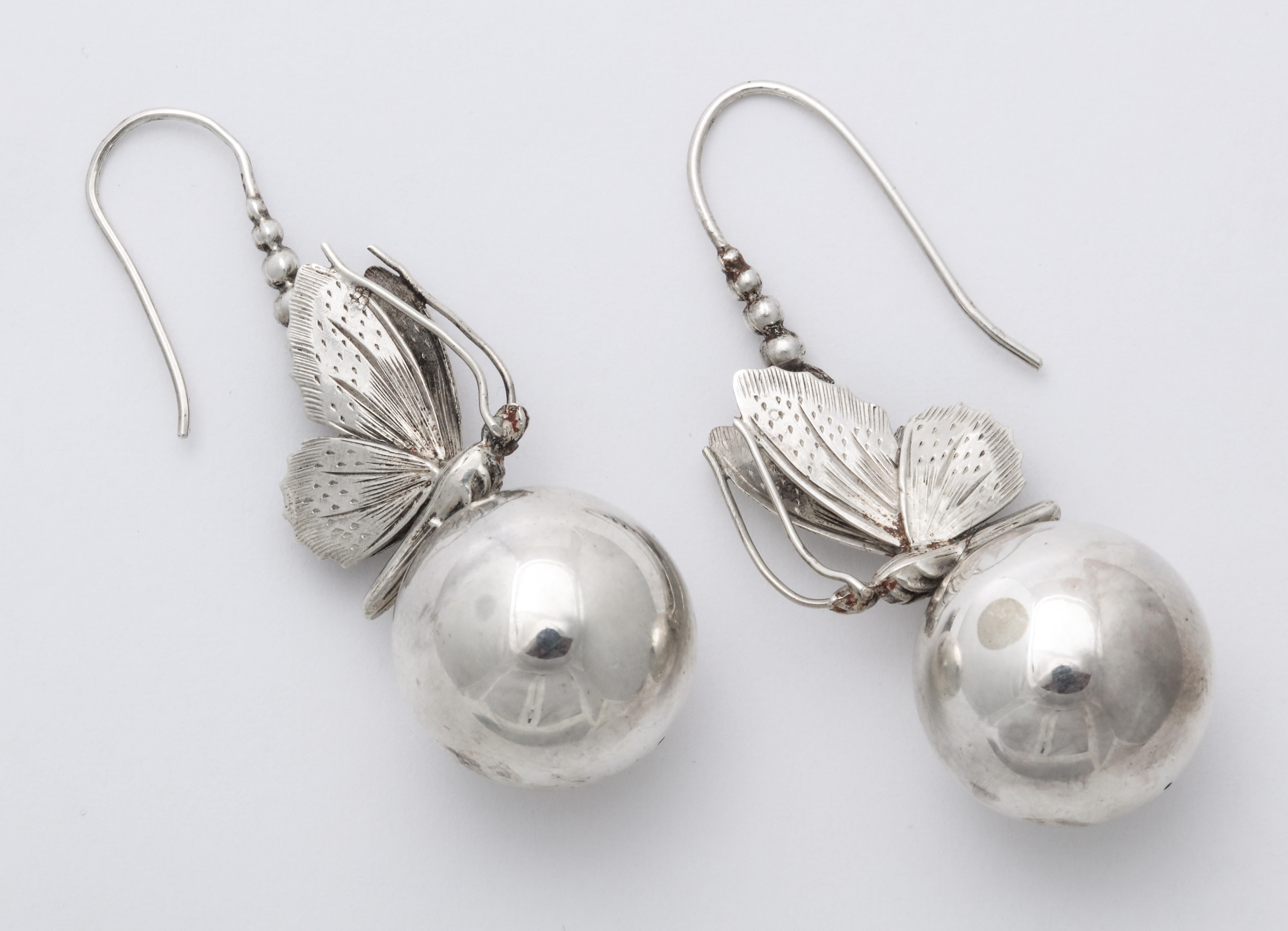 Women's or Men's Antique Victorian Sterling Butterfly Earrings