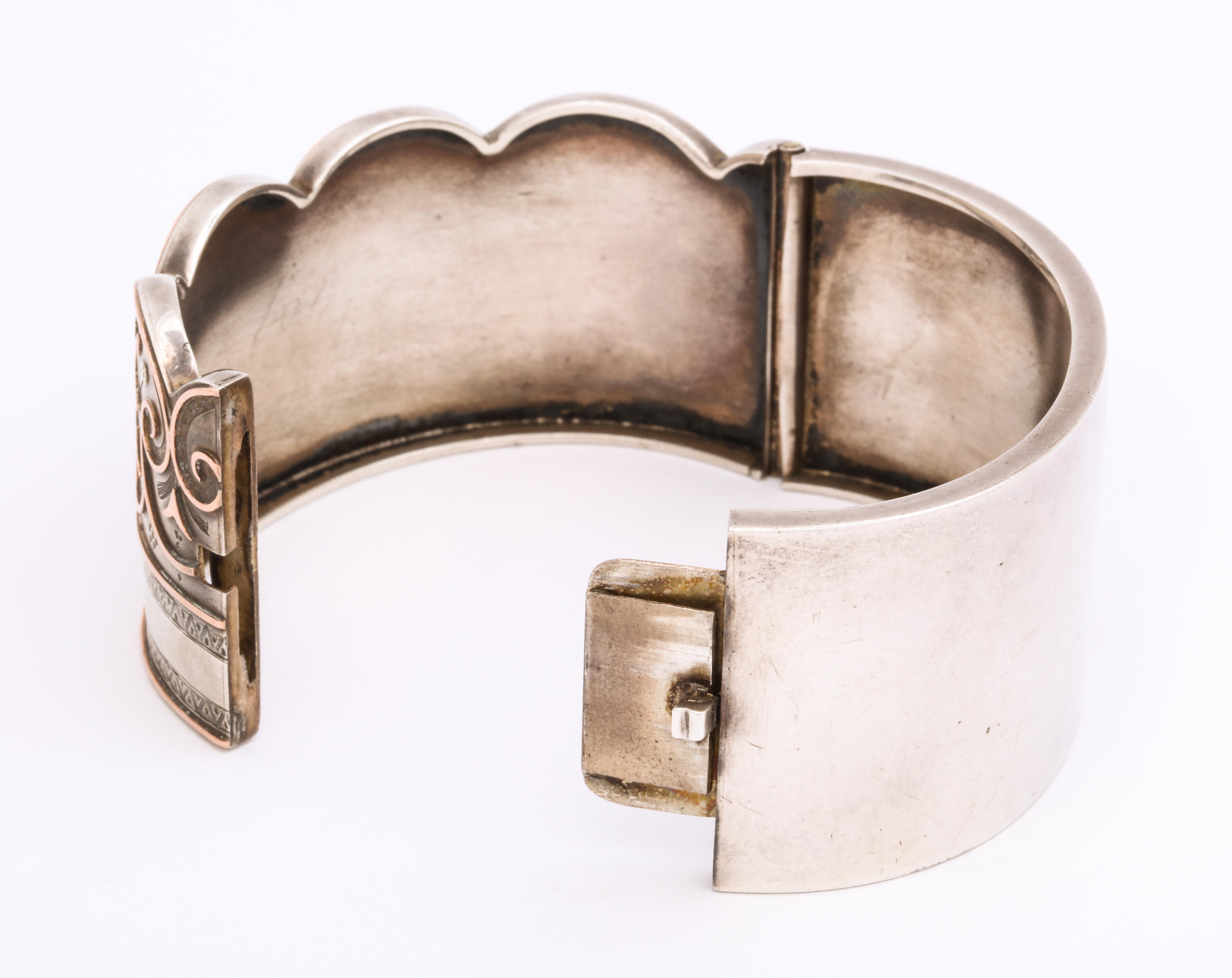 Women's or Men's Antique Victorian Sterling Button Cuff Bracelet