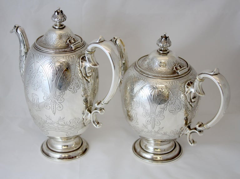 Antique Victorian Sterling Silver 4 Piece Tea Set, by Elkington and Co