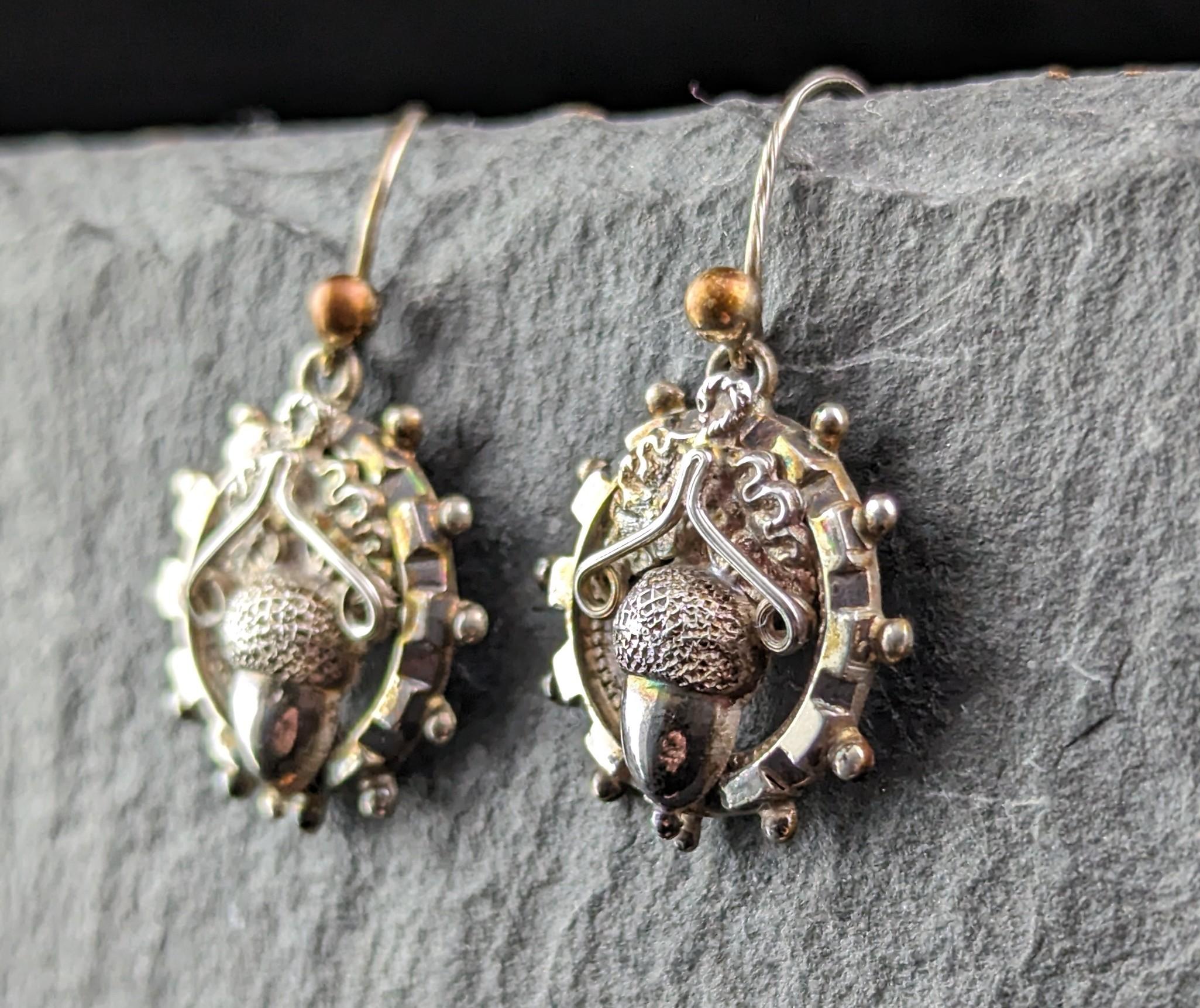 Antique Victorian sterling silver Acorn earrings  6