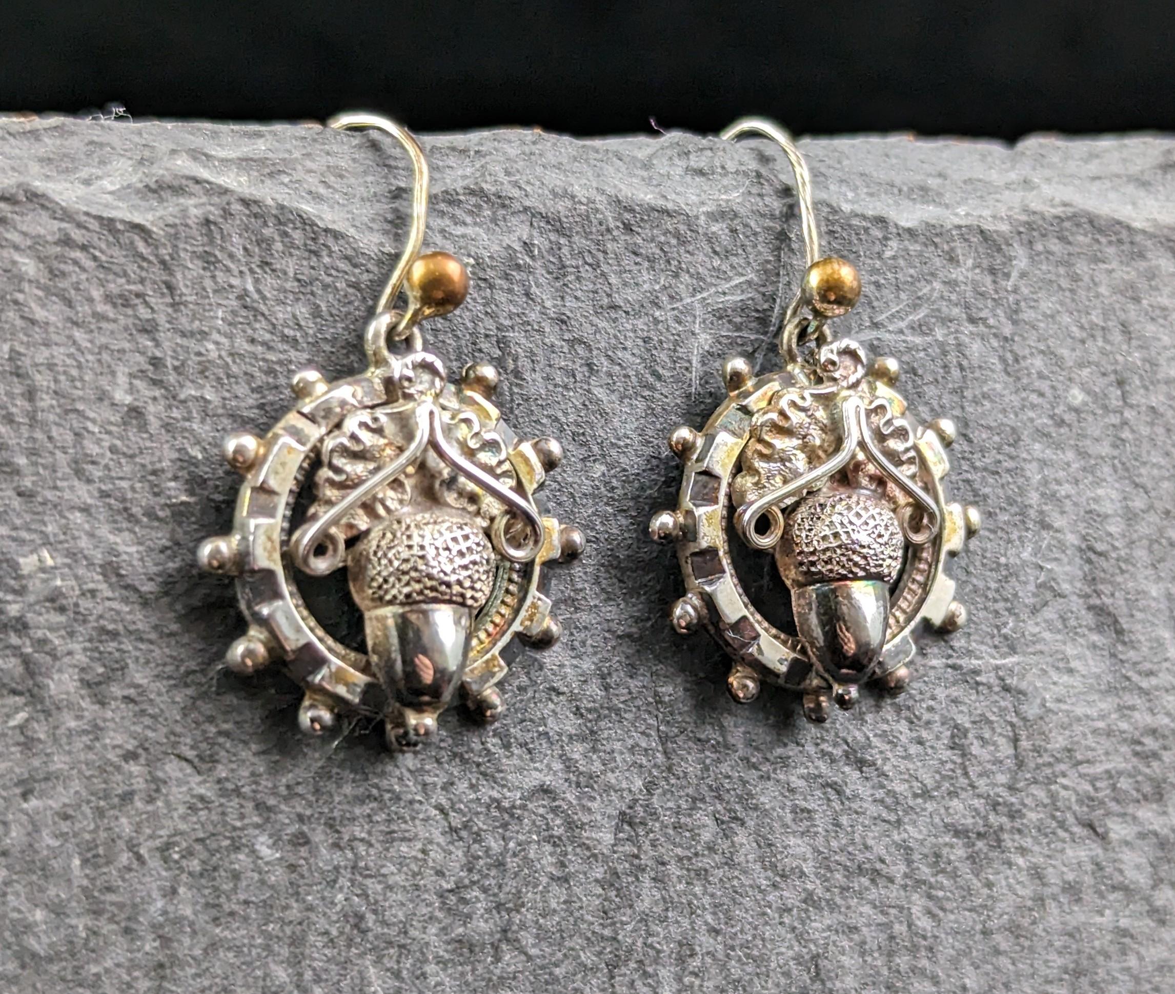 Antique Victorian sterling silver Acorn earrings  7