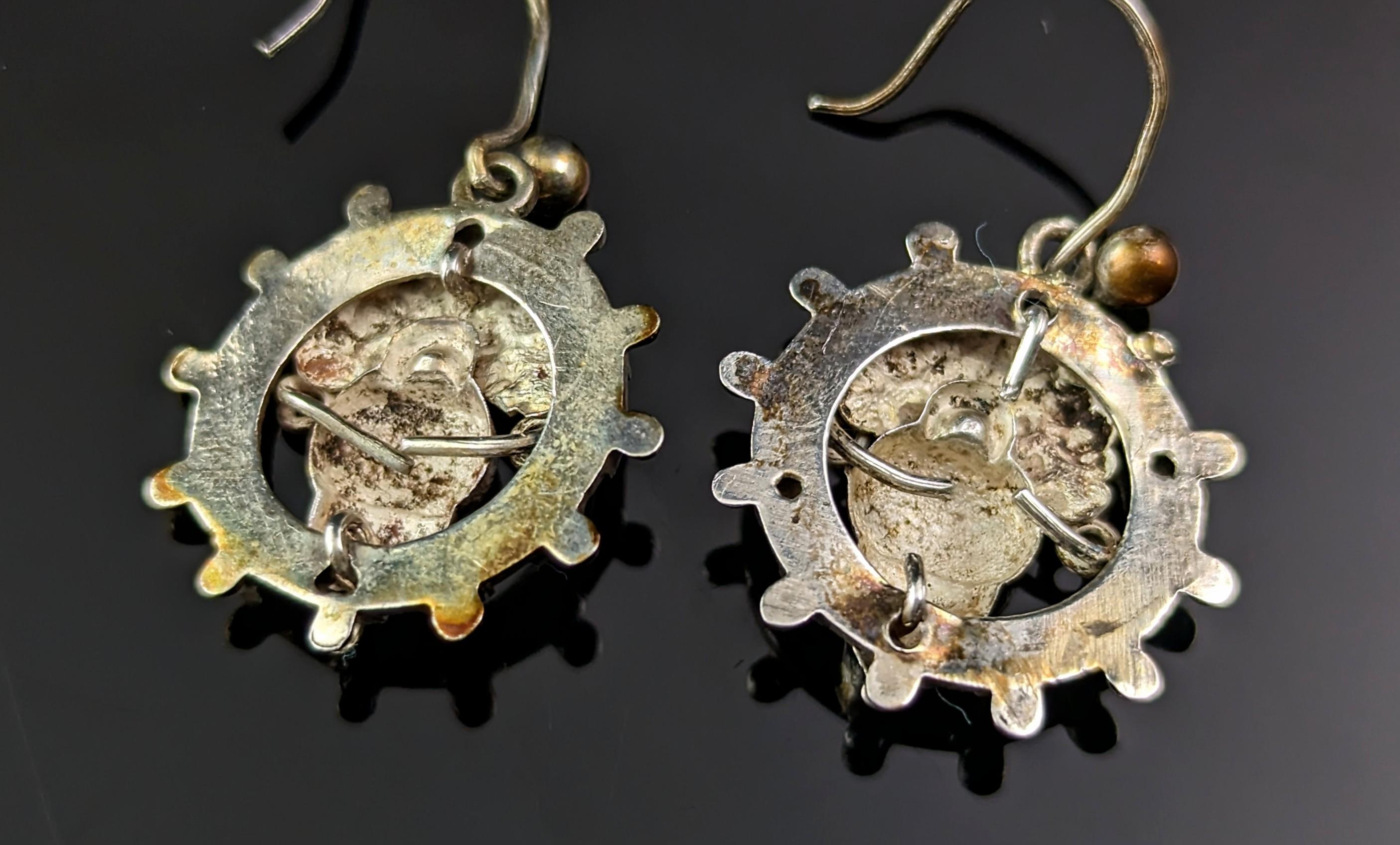 Antique Victorian sterling silver Acorn earrings  2
