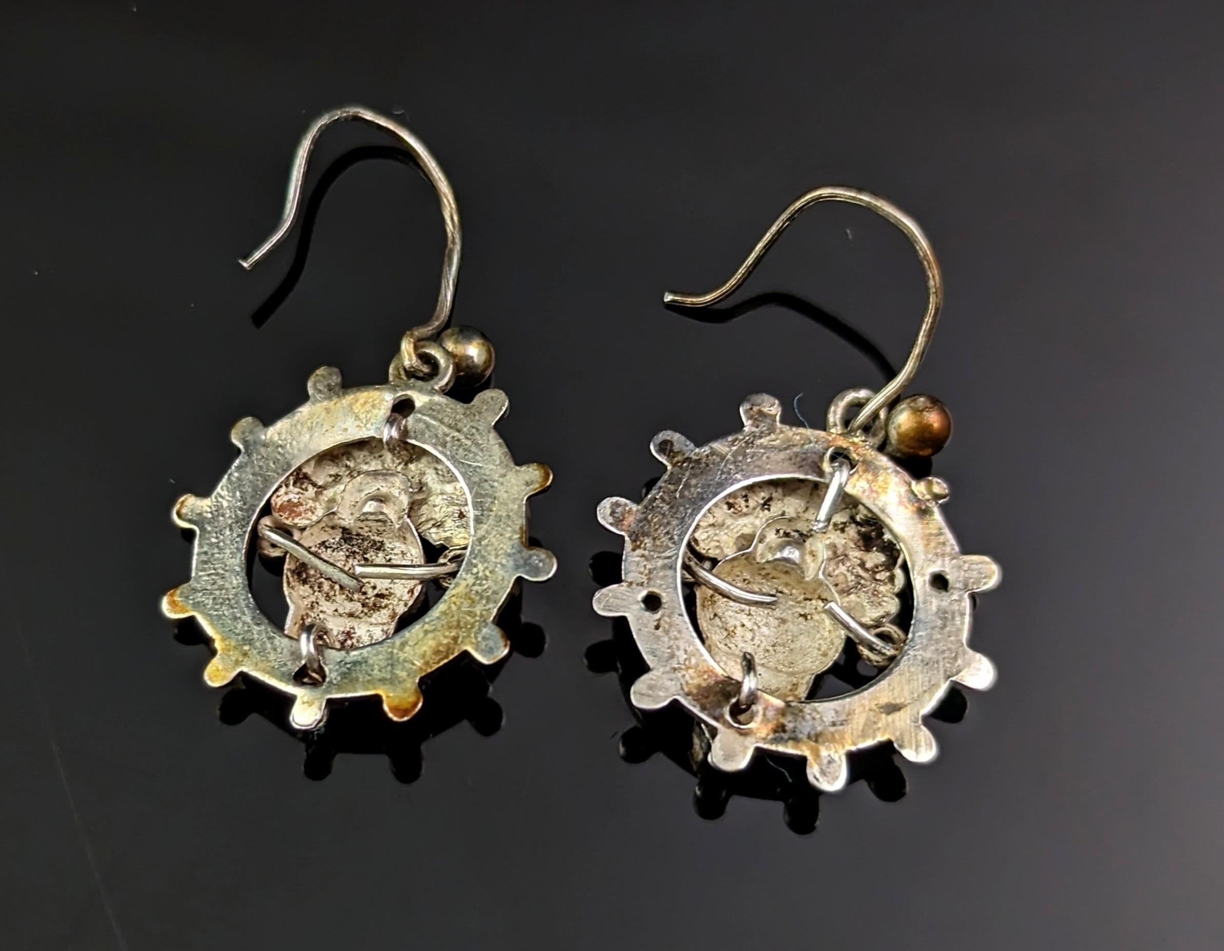 Antique Victorian sterling silver Acorn earrings  3