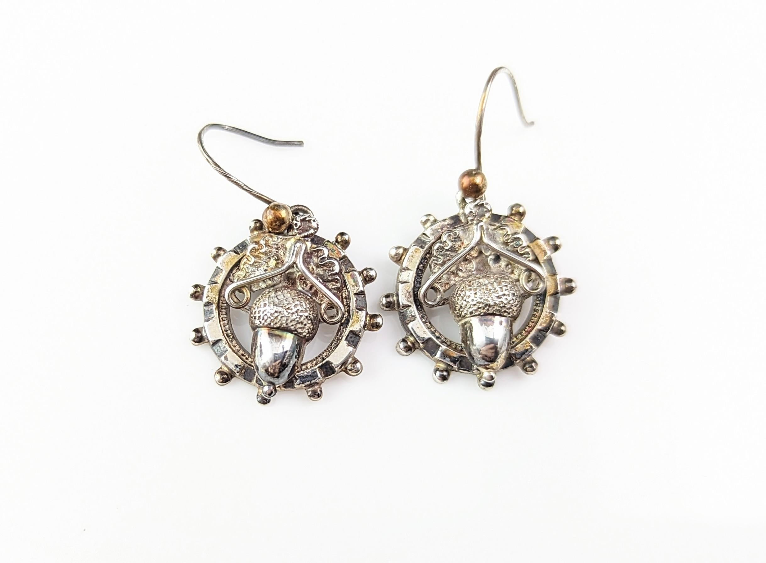 Antique Victorian sterling silver Acorn earrings  5