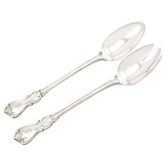 Antique Victorian Sterling Silver Albert Pattern Salad Servers