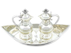 Antikes viktorianisches Sterlingsilber-Altarkreuz-Set