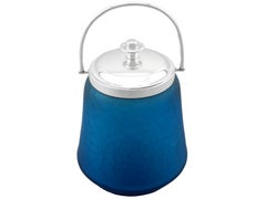 Antique Victorian Sterling Silver and Blue Glass Biscuit Barrel (1896)