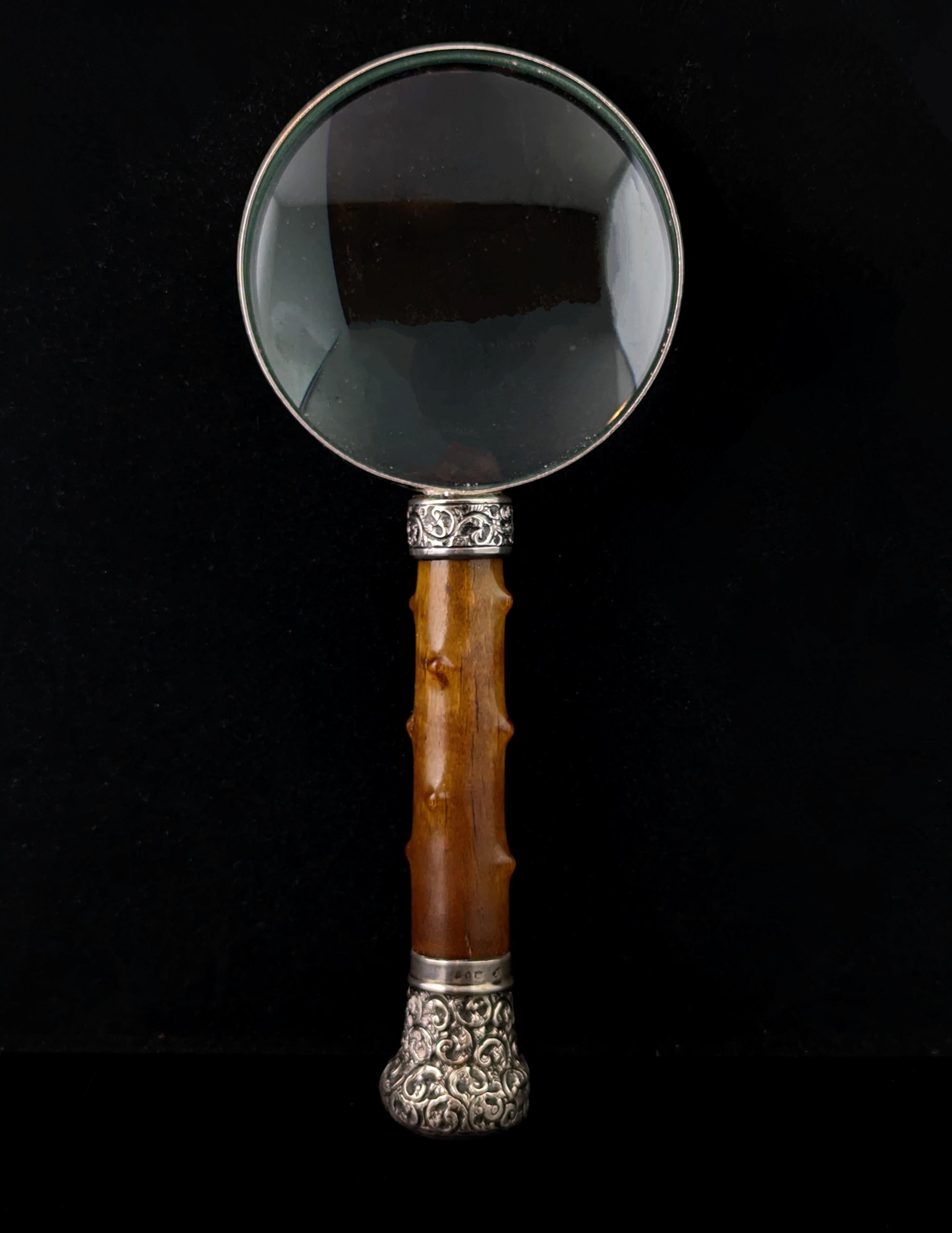 Antigua lupa victoriana de plata de ley y cuerno de buey en venta 5