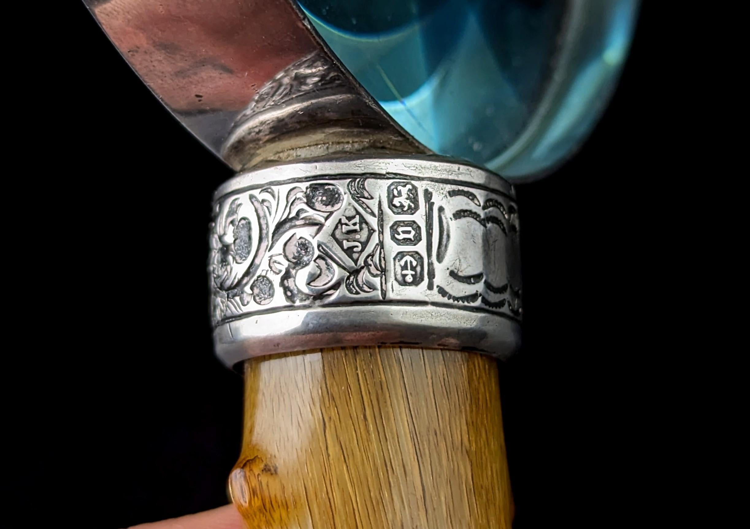 Antigua lupa victoriana de plata de ley y cuerno de buey en venta 2