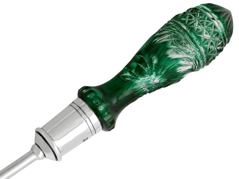 Ensemble De Couverts à Salade Ancien – Verre Et Argent Anglais – Sans Marque