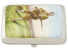 Antique Victorian Sterling Silver and Enamel Cigarette Case