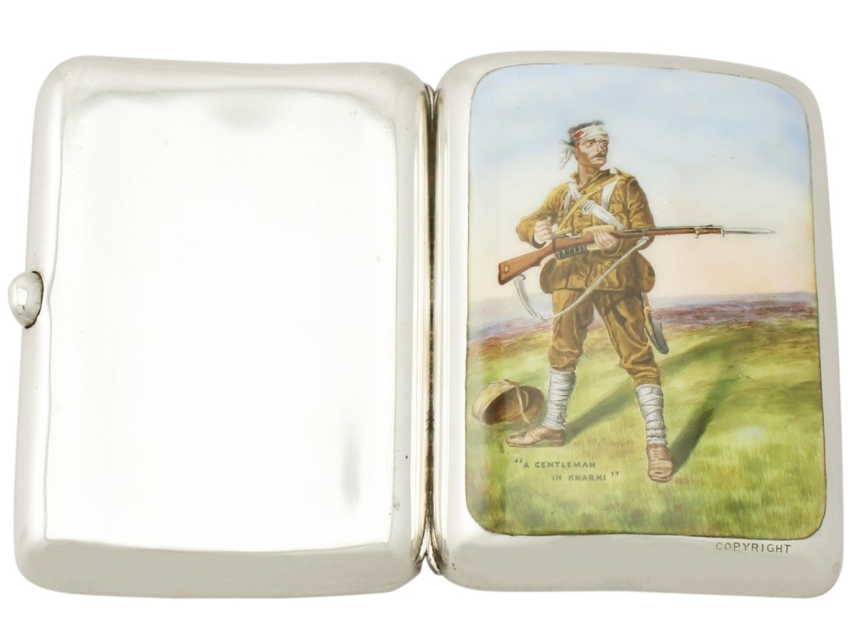 Antique Victorian Sterling Silver and Enamel Cigarette Case In Excellent Condition In Jesmond, Newcastle Upon Tyne