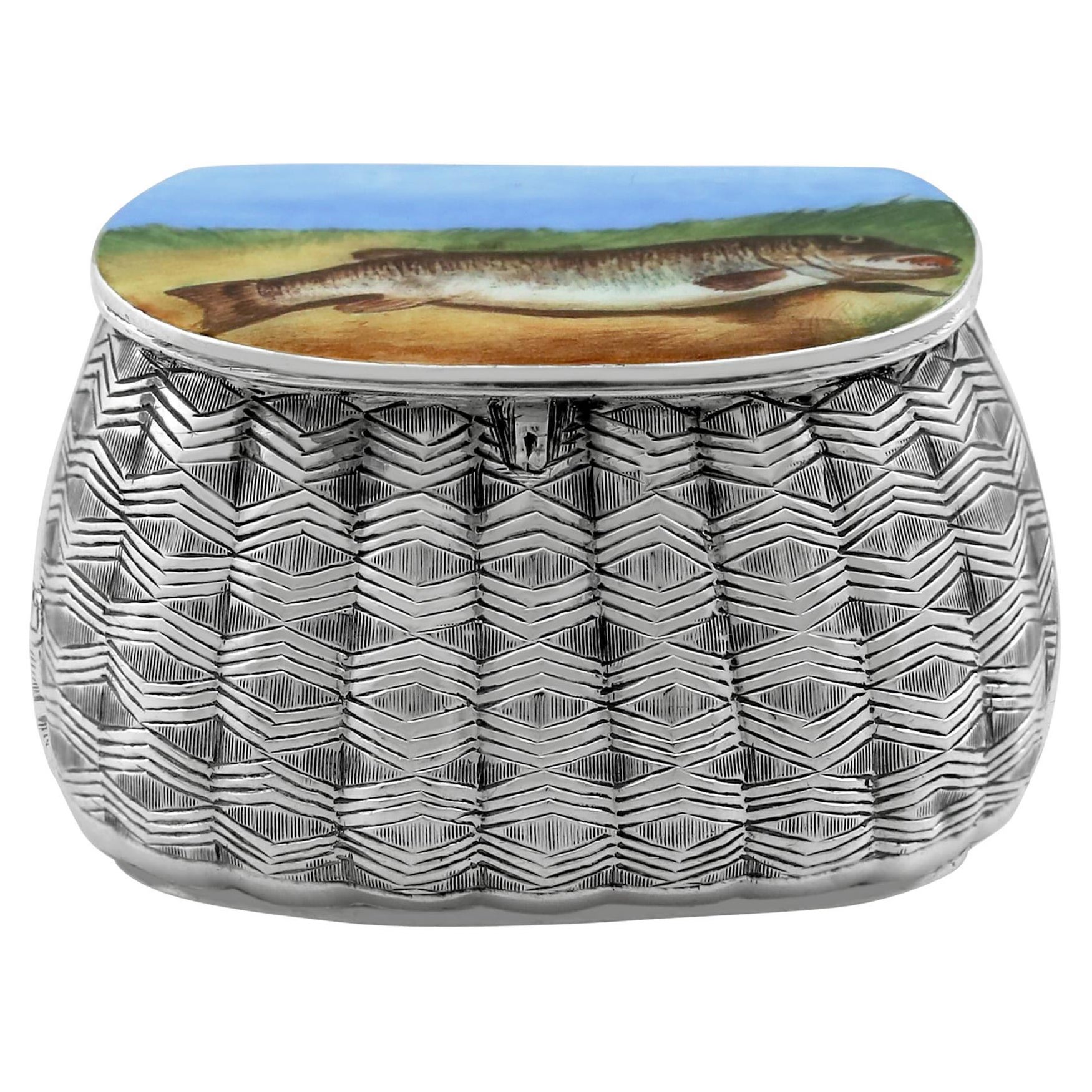 Antique Victorian Sterling Silver and Enamel Vesta Box (1889)