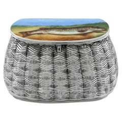 Antique Victorian Sterling Silver and Enamel Vesta Box (1889)