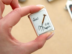 Antiguo estuche victoriano de plata de ley y esmalte Vesta de Lawrence Emanuel