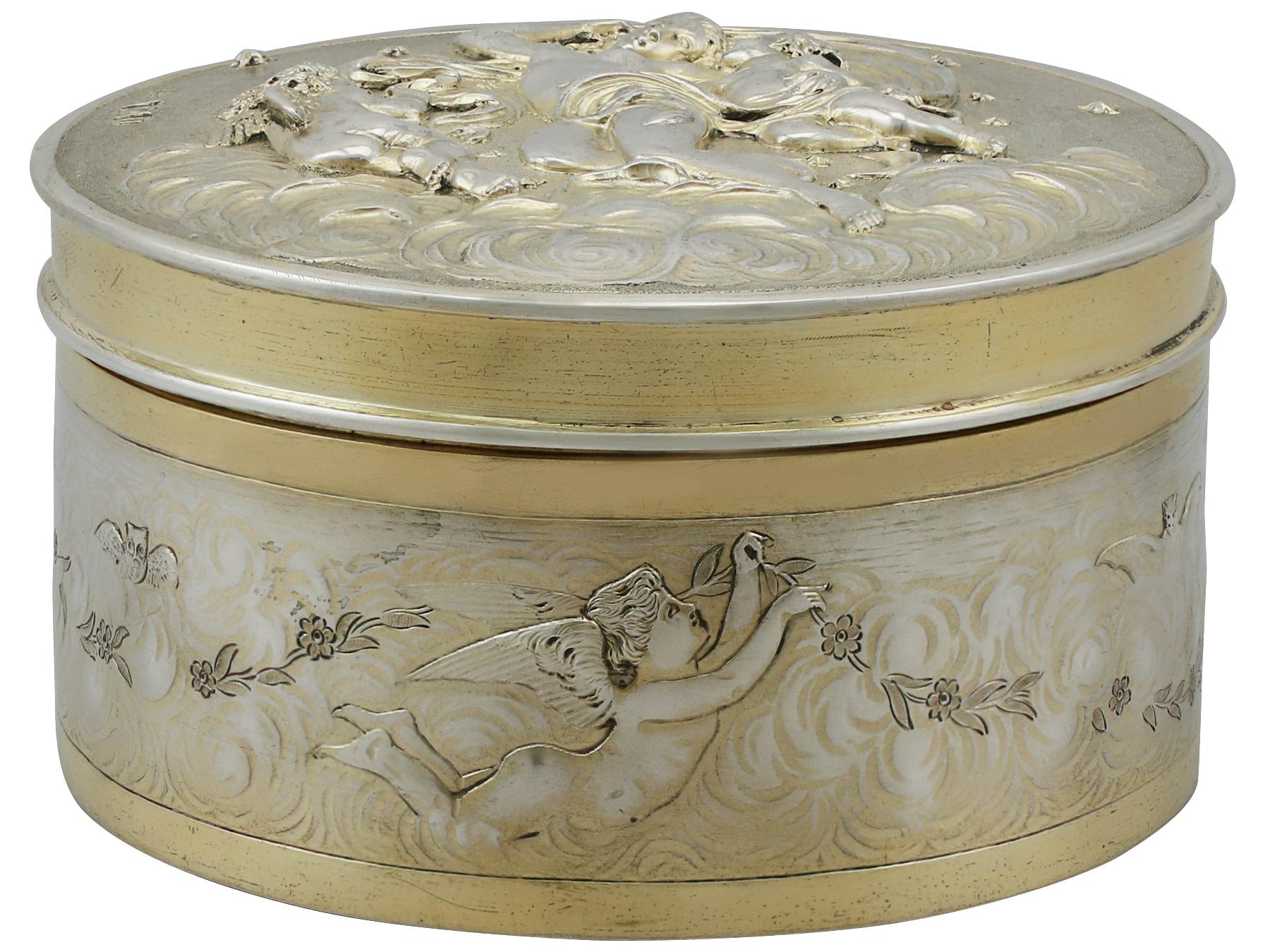 British Antique Victorian Sterling Silver and Gilt Box