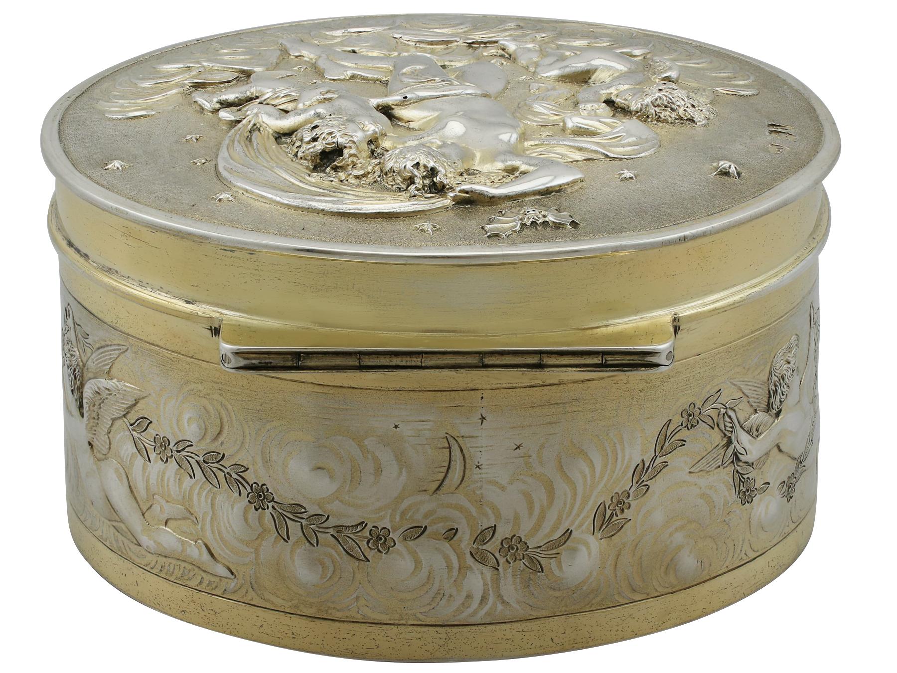 Late 19th Century Antique Victorian Sterling Silver and Gilt Box