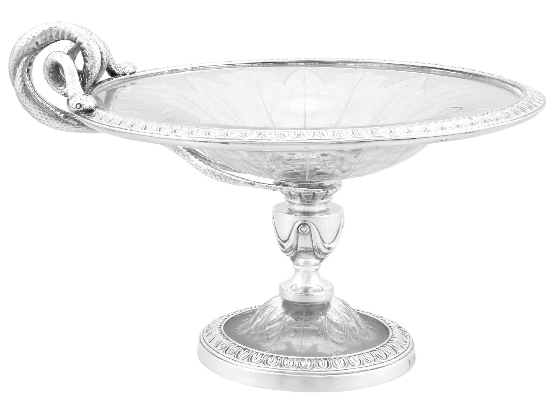 British Antique Victorian Sterling Silver and Glass Tazzas/Centrepieces For Sale