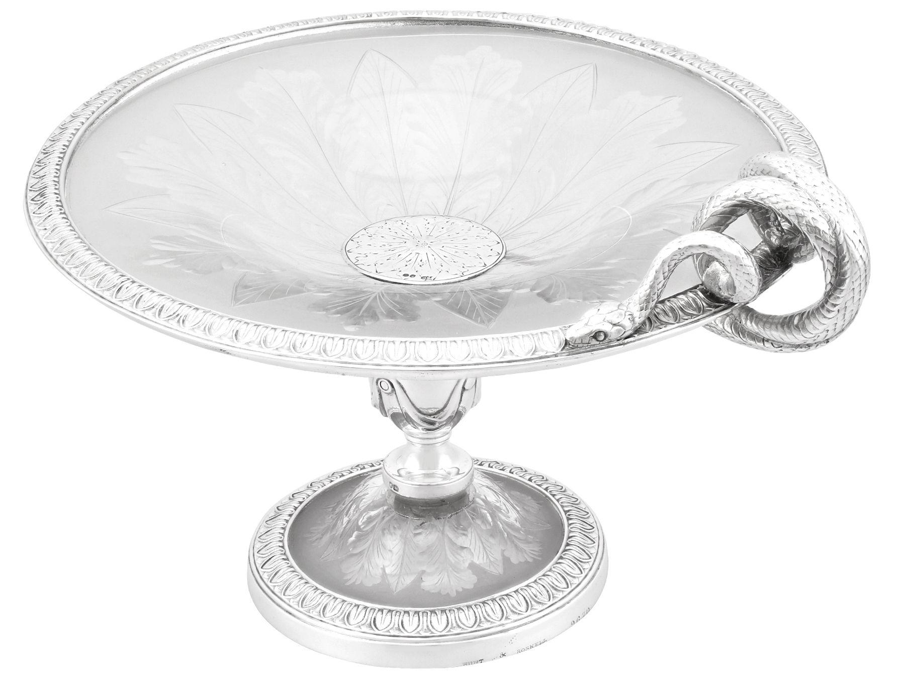 Argent sterling Tazzas/Centres de table victoriens anciens en argent sterling et verre en vente