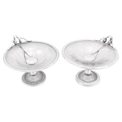 Antique Victorian Sterling Silver and Glass Tazzas Centrepieces