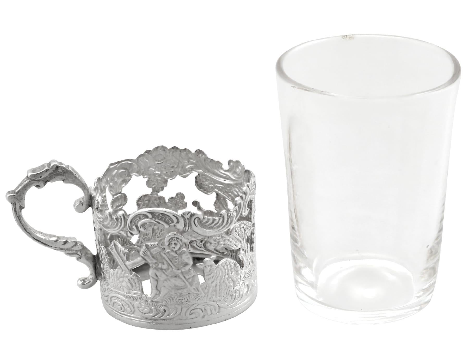 Antique Victorian Sterling Silver and Glass Tray and Liqueur Glasses For Sale 3