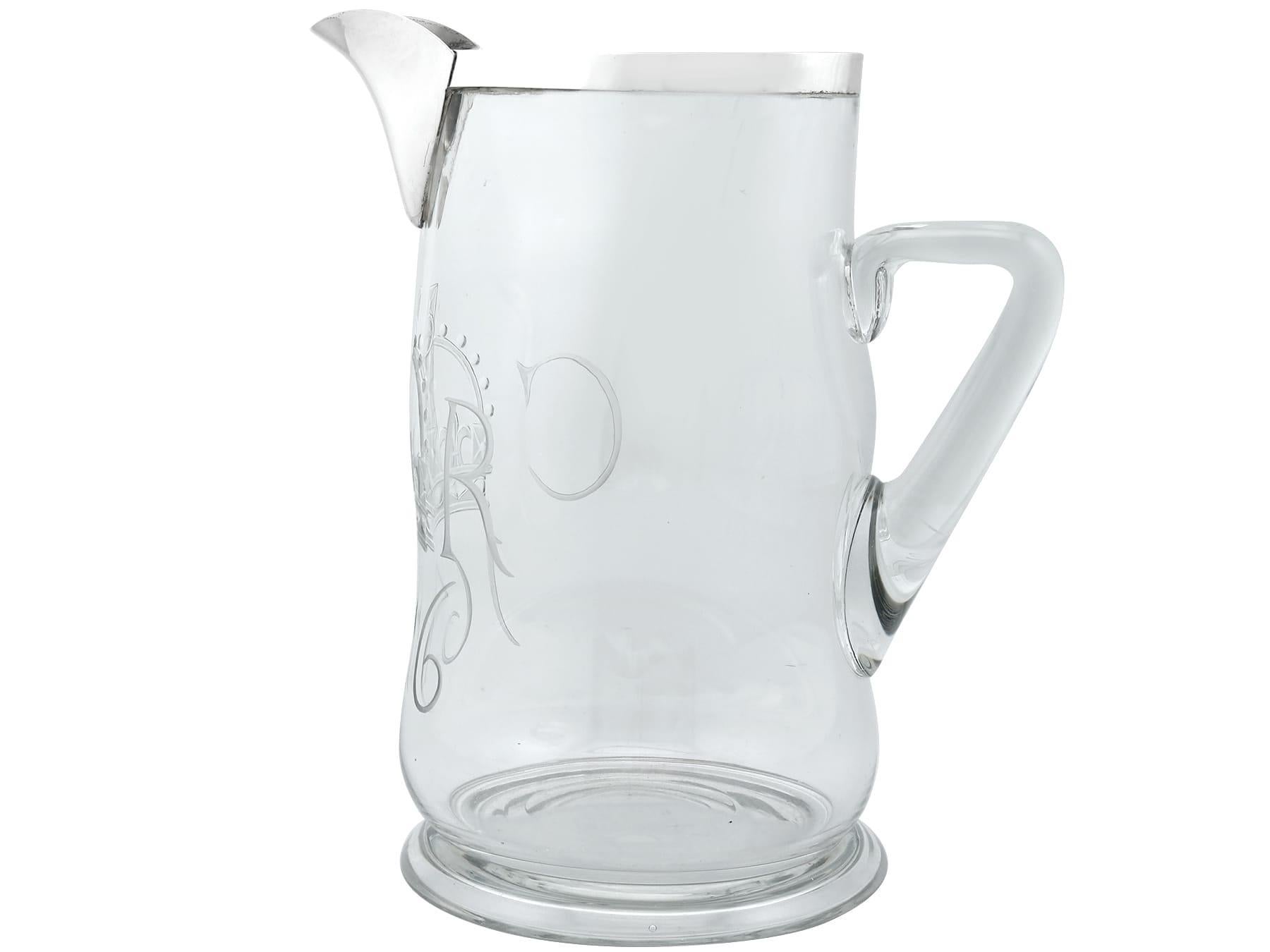 Jarra Victoriana de Plata de Ley y Vidrio para Agua con Vasos de Vidrio en Excelente estado para la venta en Jesmond, Newcastle Upon Tyne