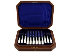 Antique Victorian Sterling Silver and Mother of Pearl Fruit/Dessert Service