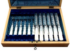 Antique Victorian Sterling Silver and Mother of Pearl Fruit/Dessert Service