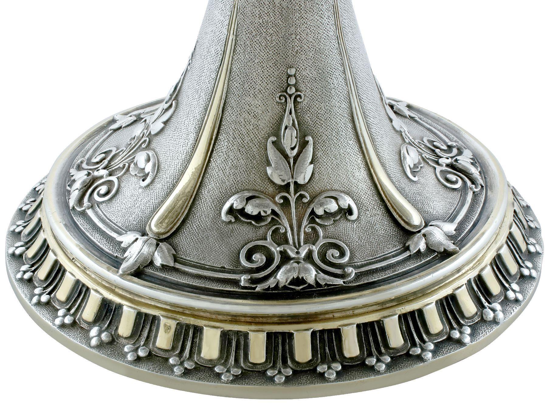 19th Century Antique Victorian Sterling Silver and Parcel Gilt Tazza For Sale
