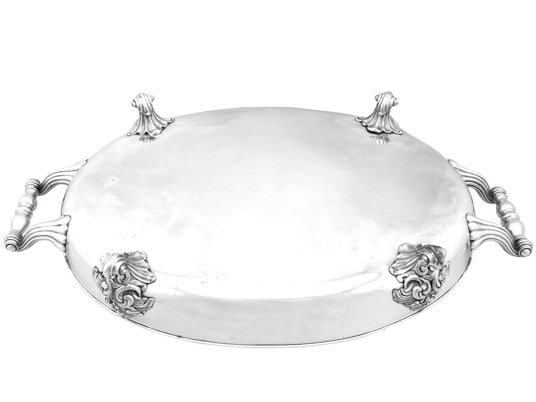 Antique Victorian Sterling Silver and Sheffield Plate Venison Dish For Sale 5