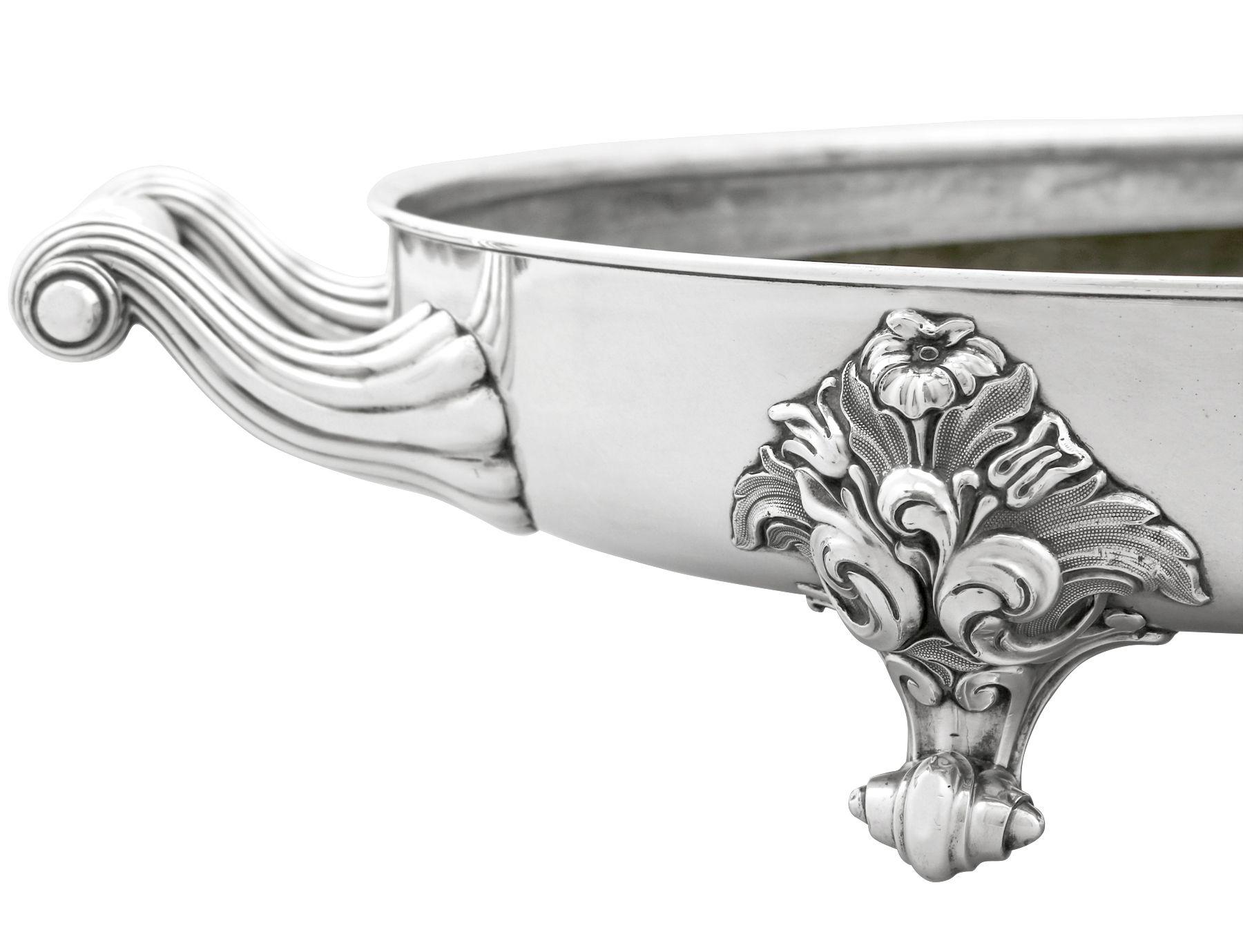 Mid-19th Century Antique Victorian Sterling Silver and Sheffield Plate Venison Dish For Sale